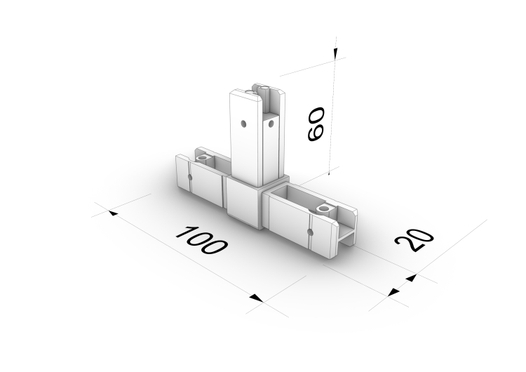 rysunek wymiary złącze do profilu 20x20