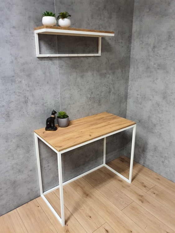 BIAŁE BIURKO BIAŁA KONSOLA LOFTOWA LEKKA ALU CUBE