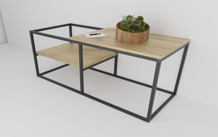 stolik-kawowy-ława-z półką-loft-ferrata-alu-cube