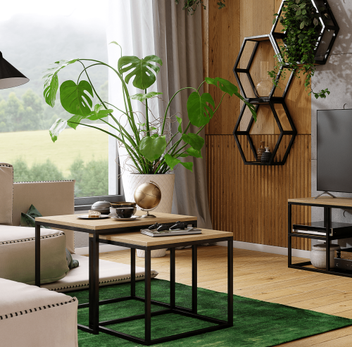 wizualizacja stoliki alu cube salon