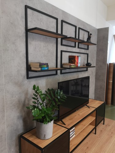 zestaw półek wiszących loftowych alu cube w ramie