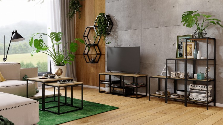 dab kamienny regał tetris salon meble industrialne